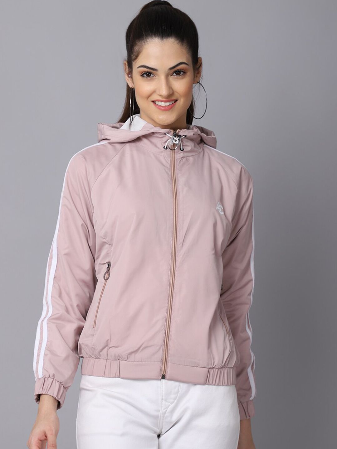 ANTI CULTURE Women Pink Colourblocked Windcheater Outdoor Sporty Jacket Price in India
