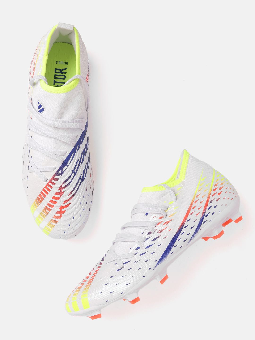 ADIDAS Unisex White & Orange Web Printed Predator Edge.3 FG Football Shoes Price in India