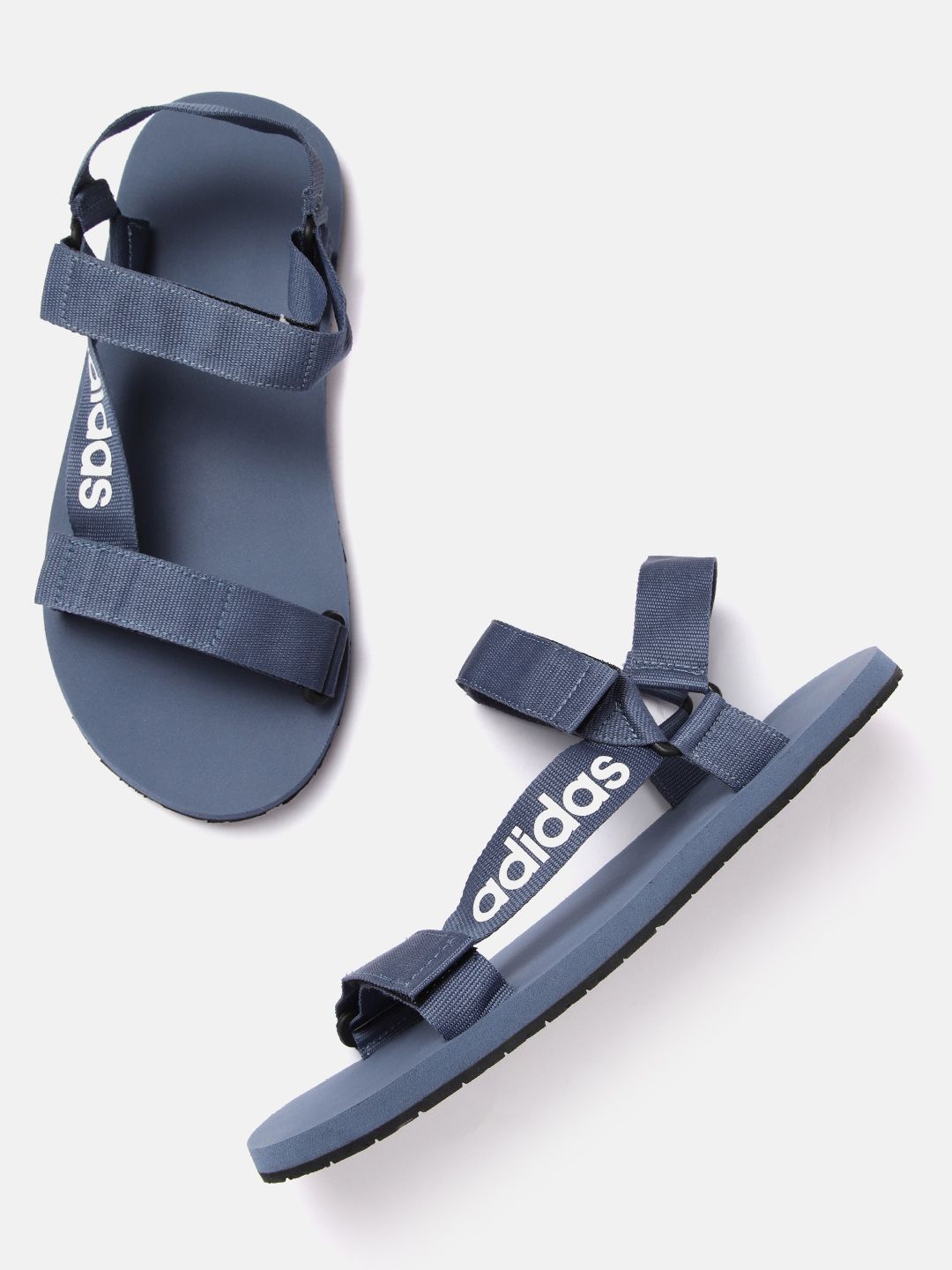 ADIDAS Men Blue & White Brand Logo Print Traso Sports Sandals