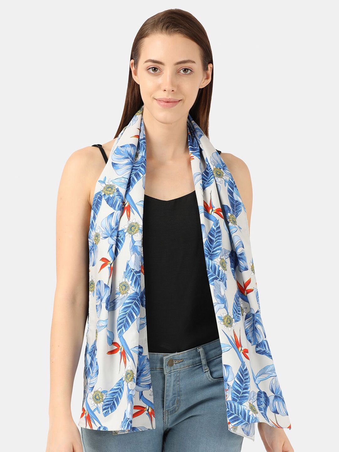 Llak Jeans Women Blue Printed Stole Price in India