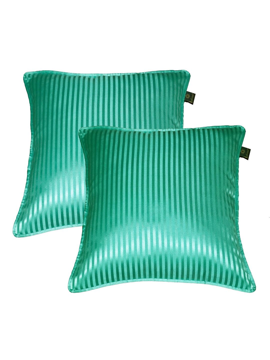 Lushomes Sea Green Set of 2 Striped Square Cushion Covers Price in India