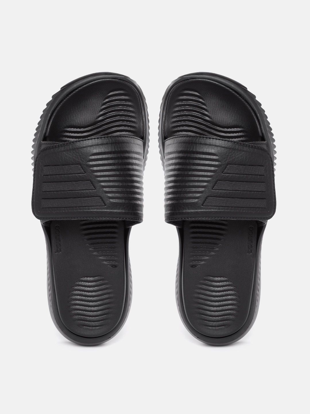 ADIDAS Unisex Black Self Striped Alphabounce Slide 2.0 Sliders