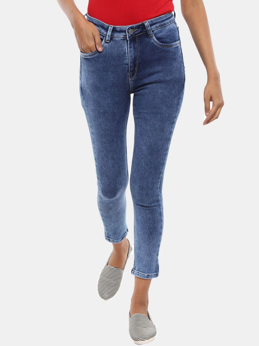 V-Mart Women Blue Heavy Fade Jeans Price in India