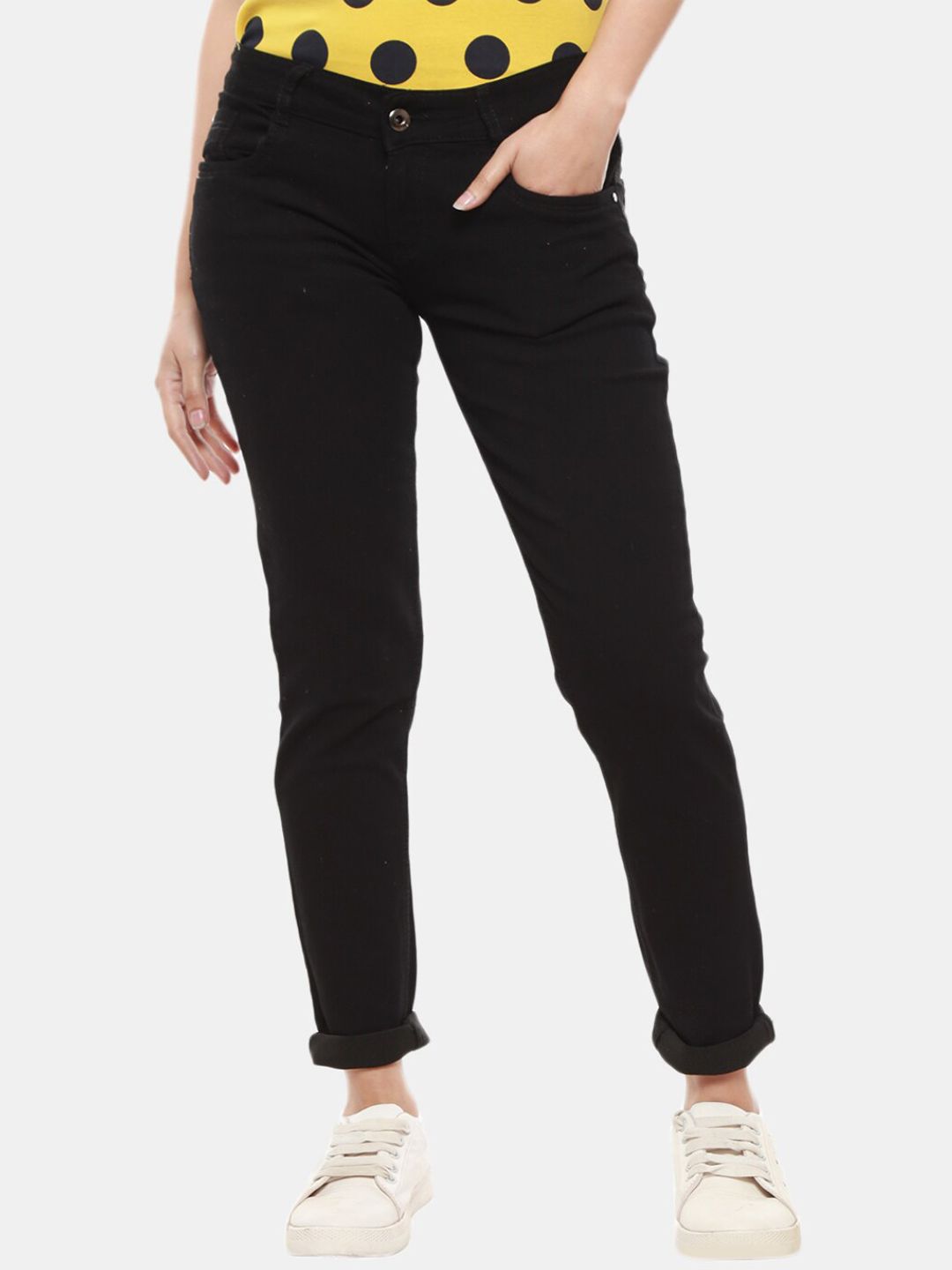 V-Mart Women Black Slash Knee Jeans Price in India