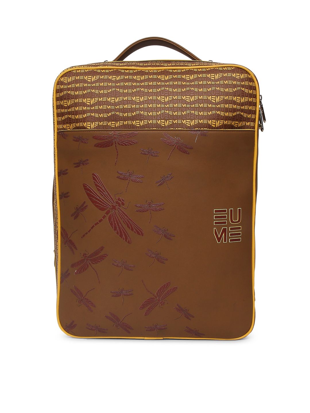 EUME Unisex Brown & Yellow Printed Backpack Price in India