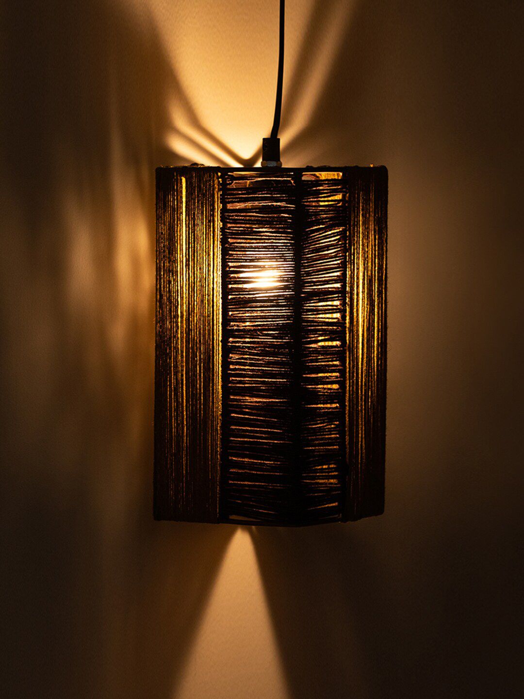 ExclusiveLane Brown Handwoven Cuboidal Hanging Pendant Ceiling Lamps Price in India