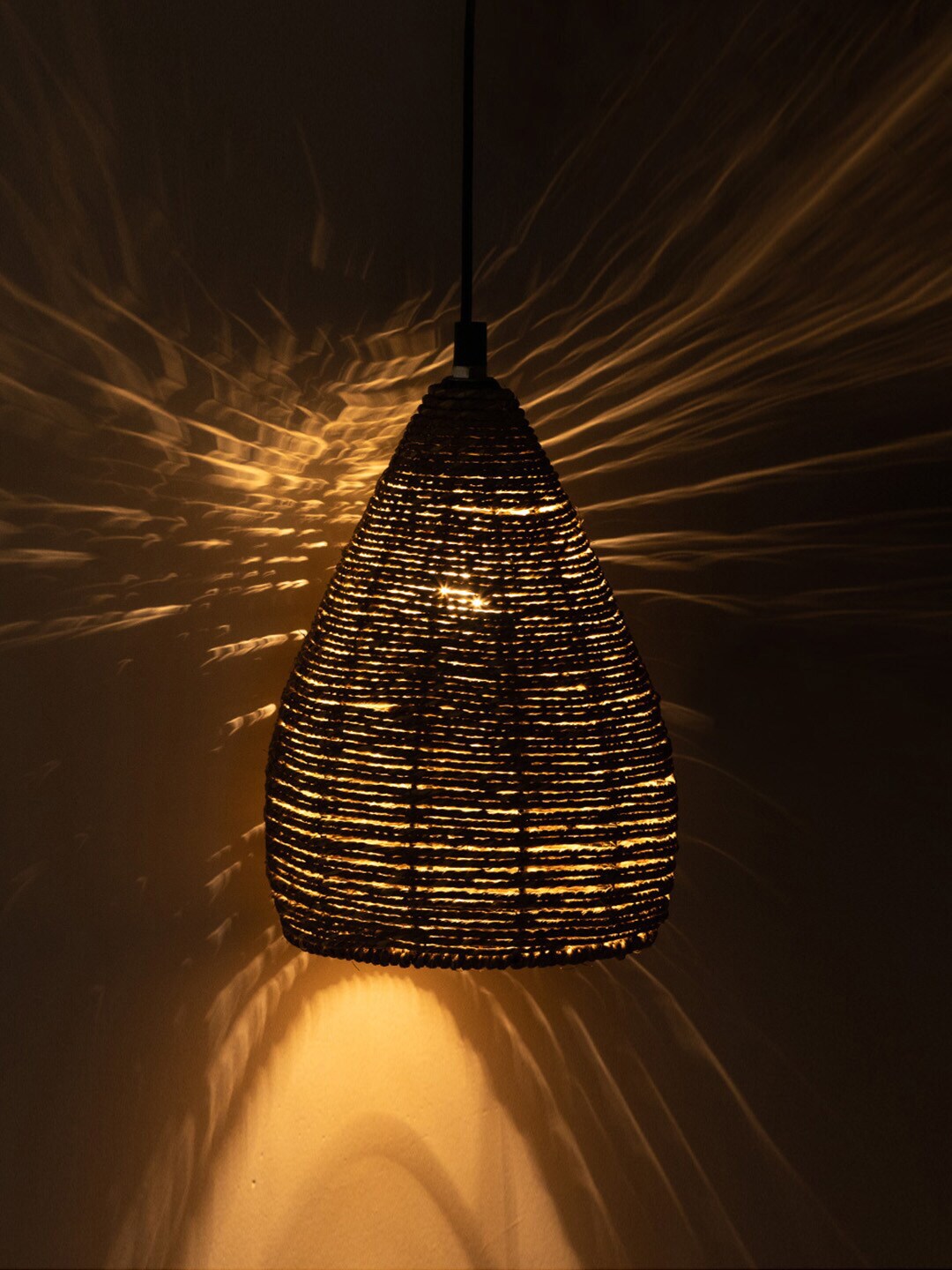 ExclusiveLane Brown Solid Handwoven Hanging Pendant Ceiling Lamps Price in India