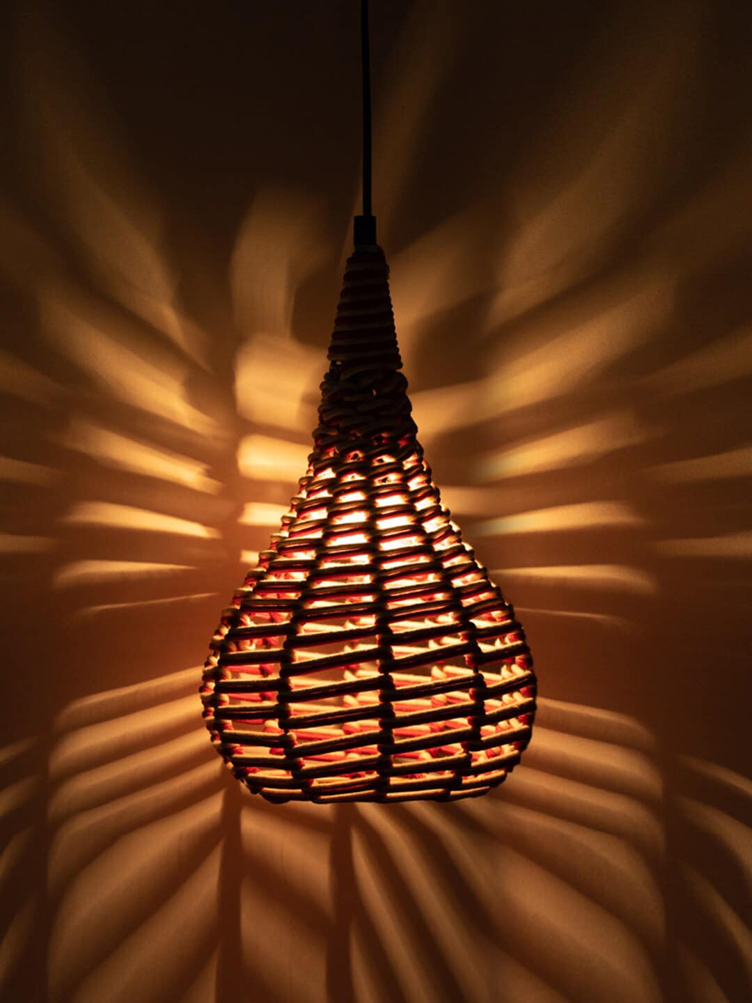 ExclusiveLane Red & Beige Conical Hanging Pendant Ceiling Lamps Price in India