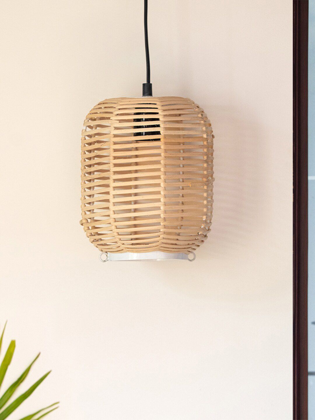ExclusiveLane Beige Handwoven Cylindrical Hanging Pendant Ceiling Lamps Price in India