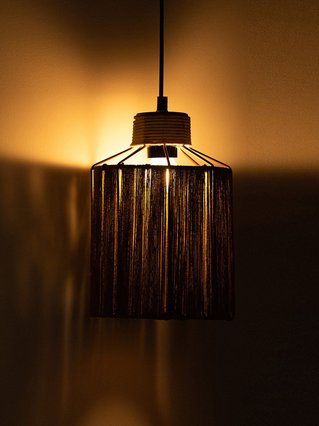 ExclusiveLane Brown Handwoven Hanging Pendant Ceiling Lamps Price in India