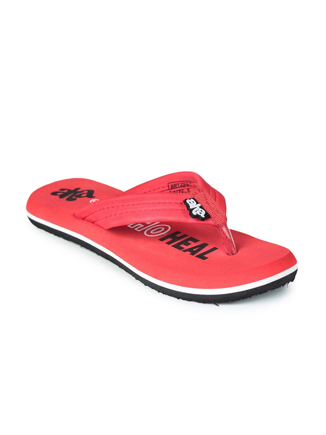 Liberty Women Red & Black Printed Rubber Thong Flip-Flops Price in India