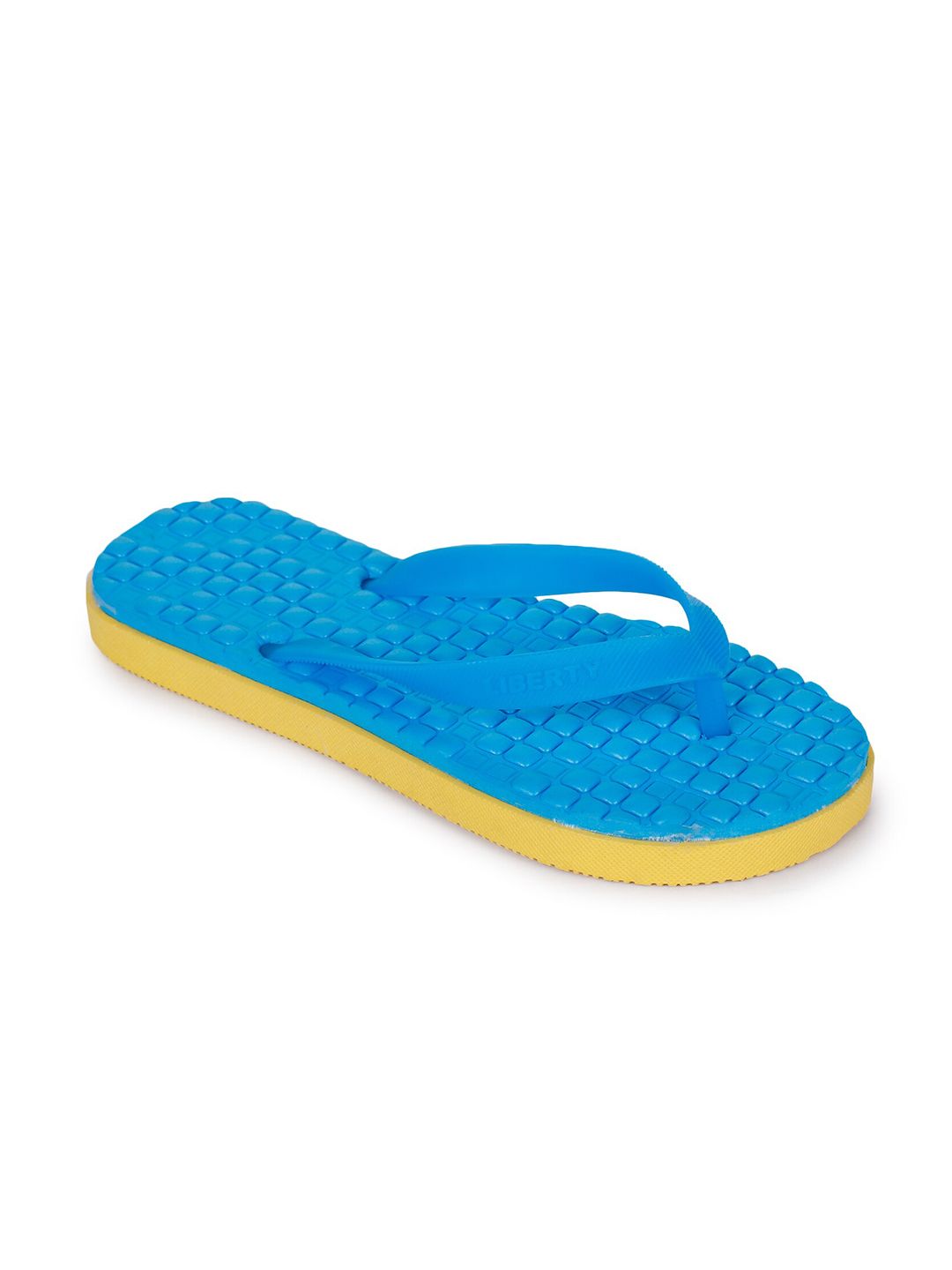 Liberty Women Blue & Yellow Colourblocked Rubber Slip-On Price in India