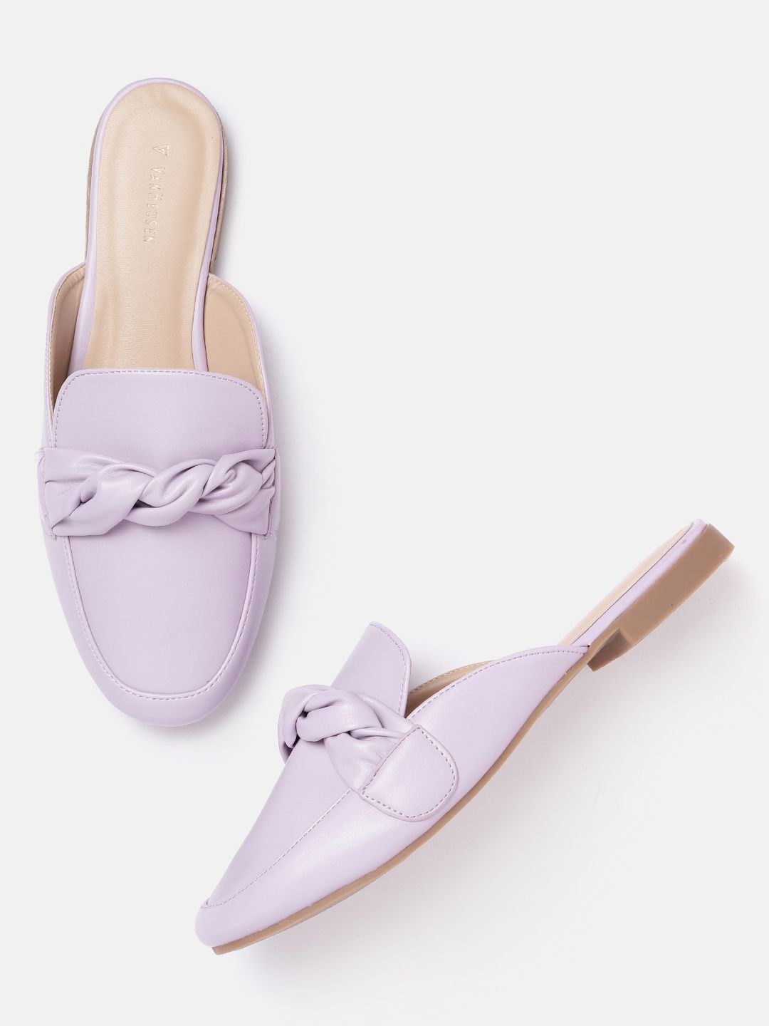 Van Heusen Woman Lavender Solid Mules Price in India