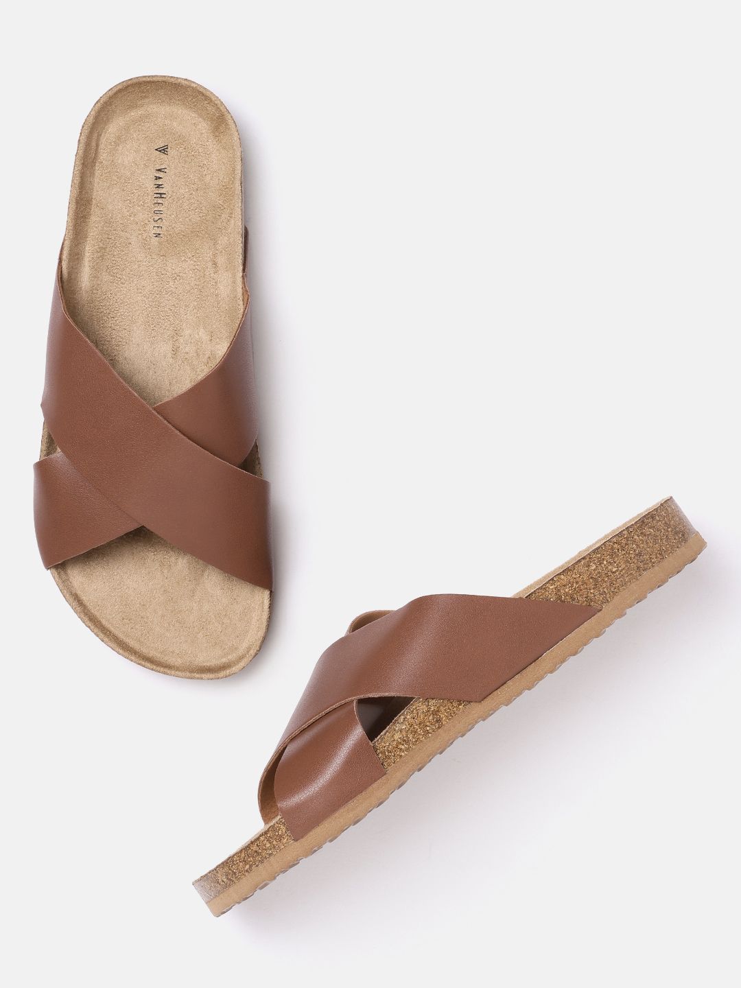 Van Heusen Woman Brown Solid Open Toe Flats Price in India