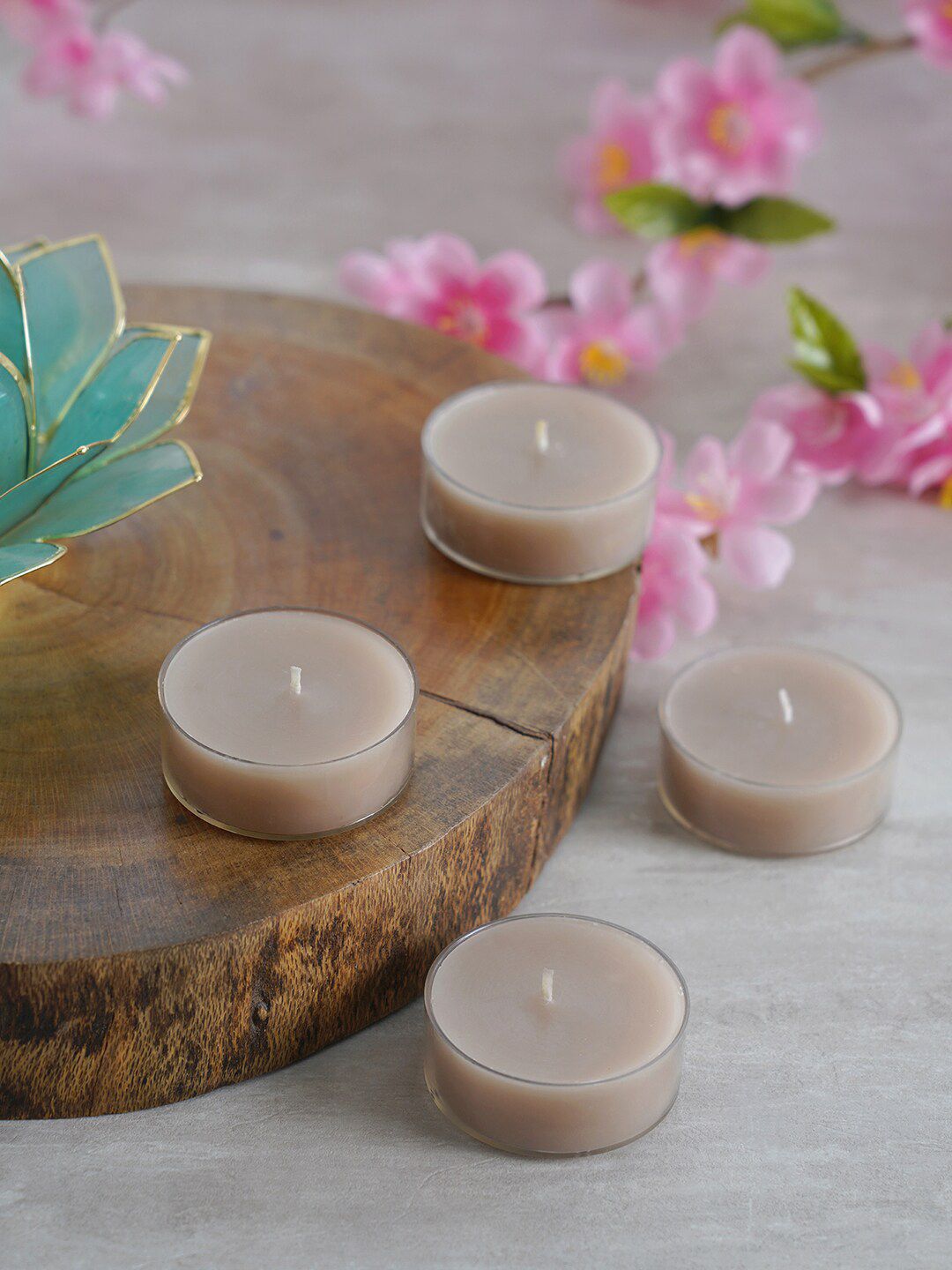 Pure Home and Living Set of 4 Beige T-Light Candles Price in India