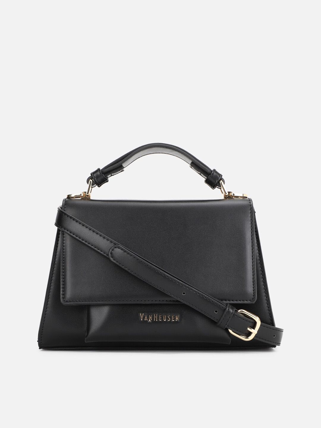 Van Heusen Woman Black PU Structured Satchel Price in India