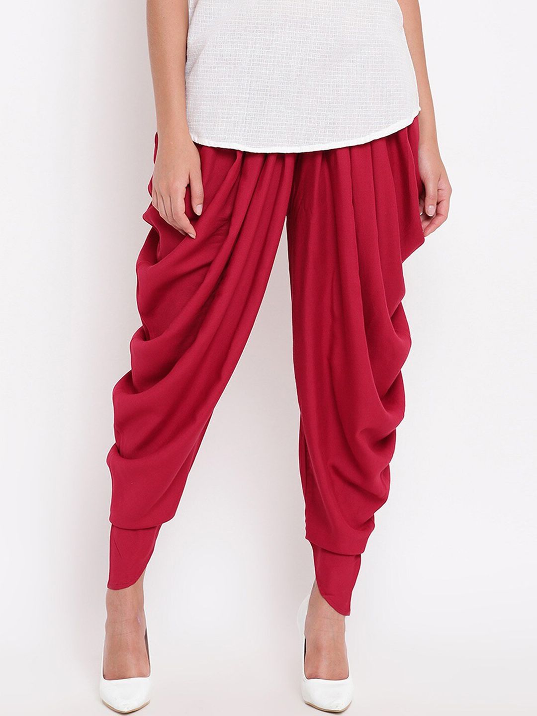 Be Indi Women Maroon Straight Fit Pleated Jodhpuris Trousers Price in India