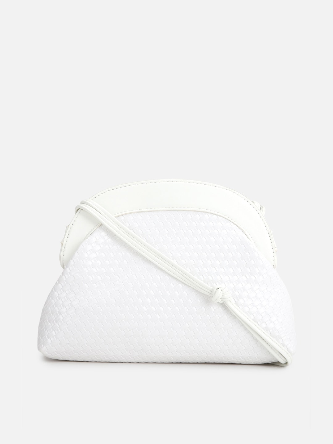 FOREVER 21 White PU Half Moon Sling Bag with Quilted Price in India