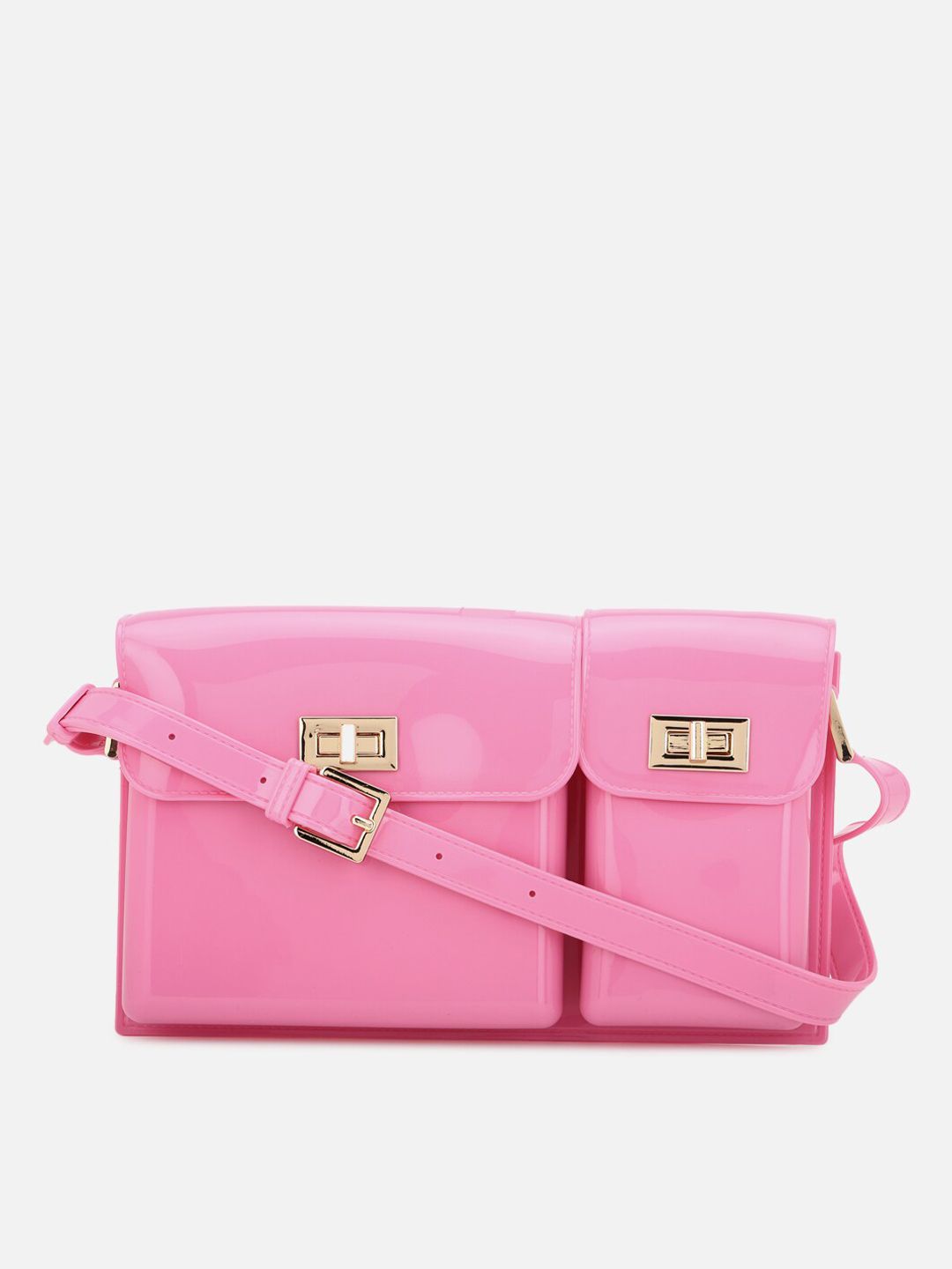 FOREVER 21 Pink PU Structured Sling Bag with Bow Detail Price in India