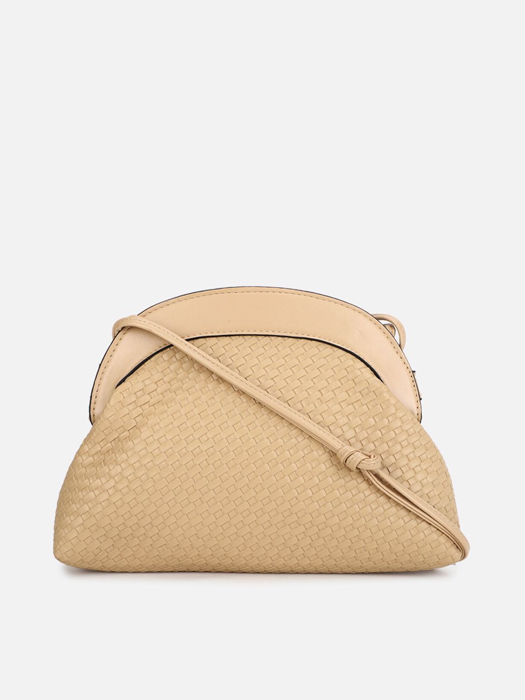FOREVER 21 Brown Textured PU Structured Sling Bag with Cut Work Price in India