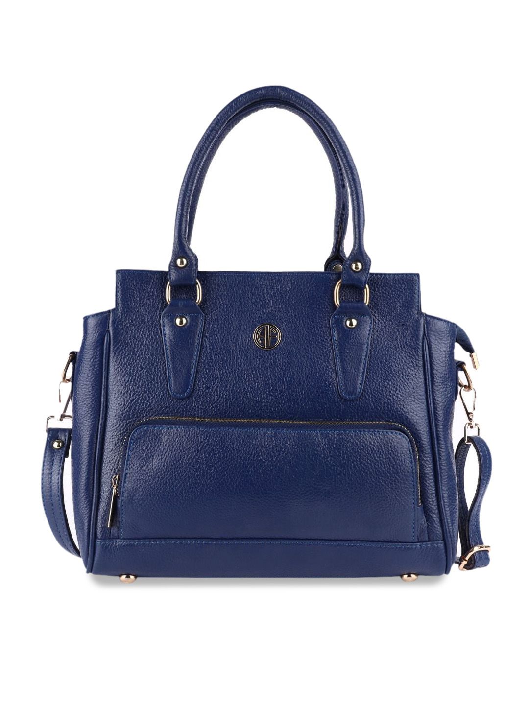 HAMMONDS FLYCATCHER Blue Leather Structured Handheld Bag with Fringed Price in India