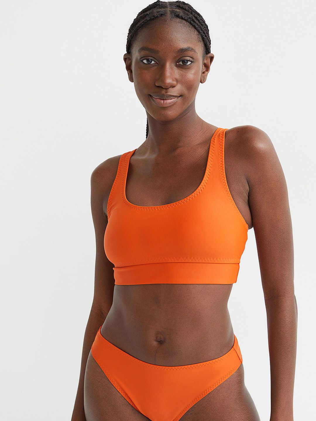 H&M Women Orange Solid Sports Bikini Bottoms Price in India