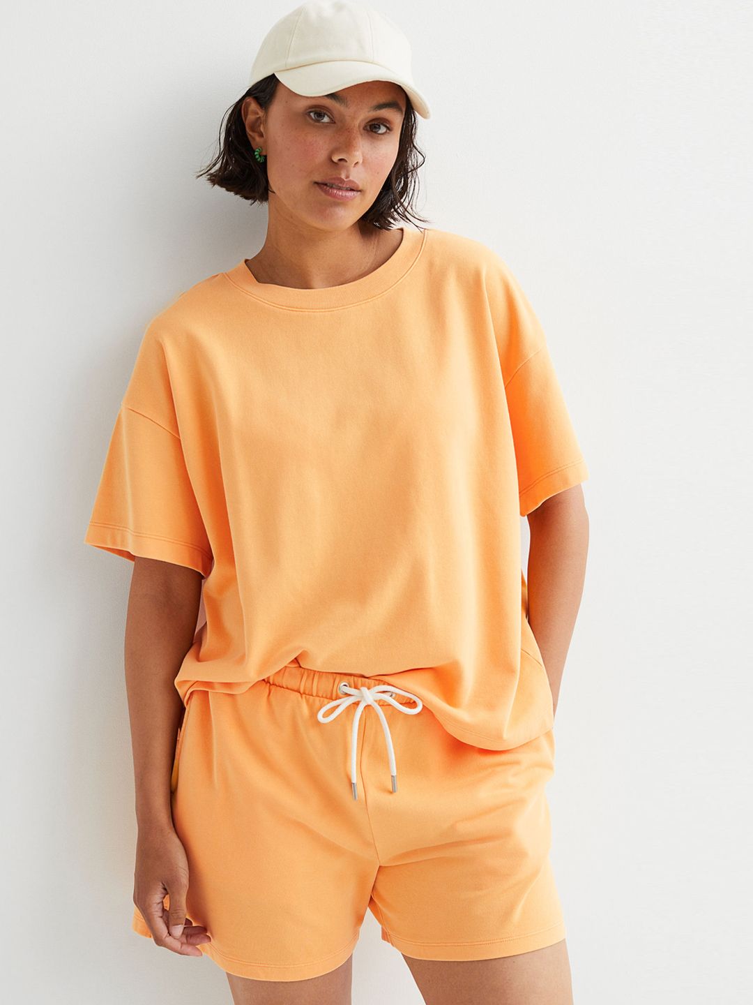 H&M Women Orange Sweatshirt Shorts