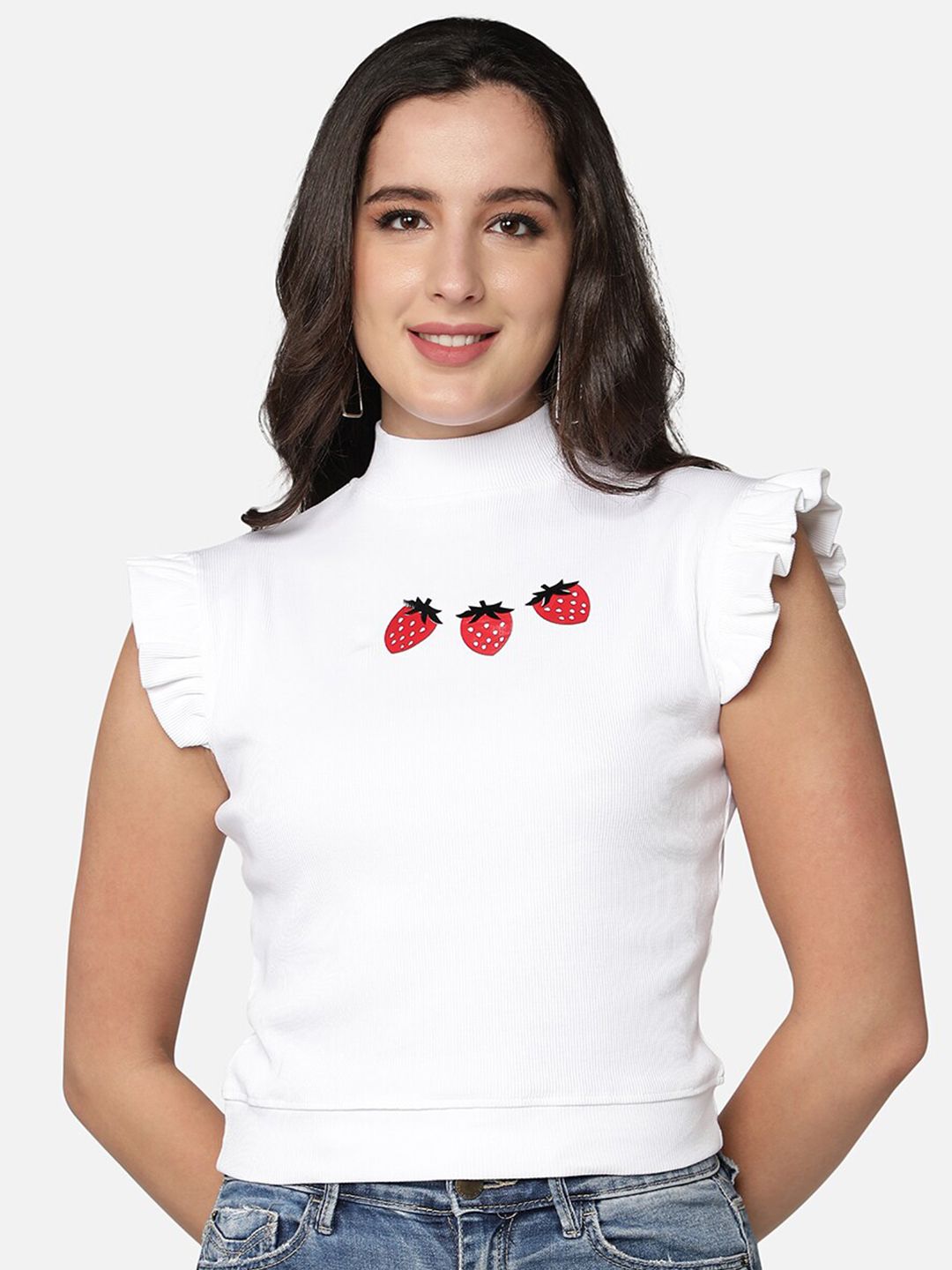 Sonex Gold White Solid Crop Top
