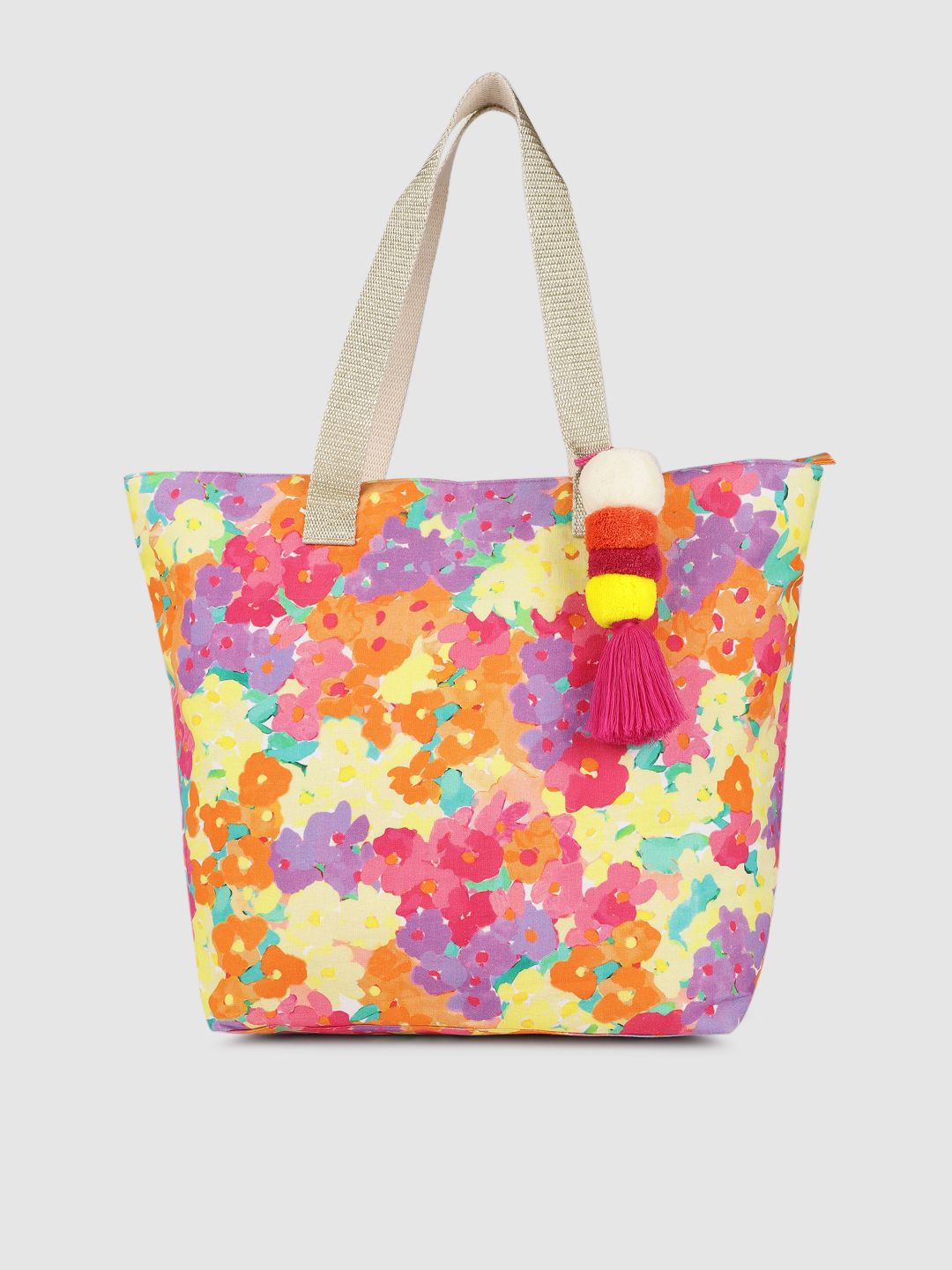 Accessorize Women Multi-colored Floral Printed Structured Oversized Tote Bag Price in India