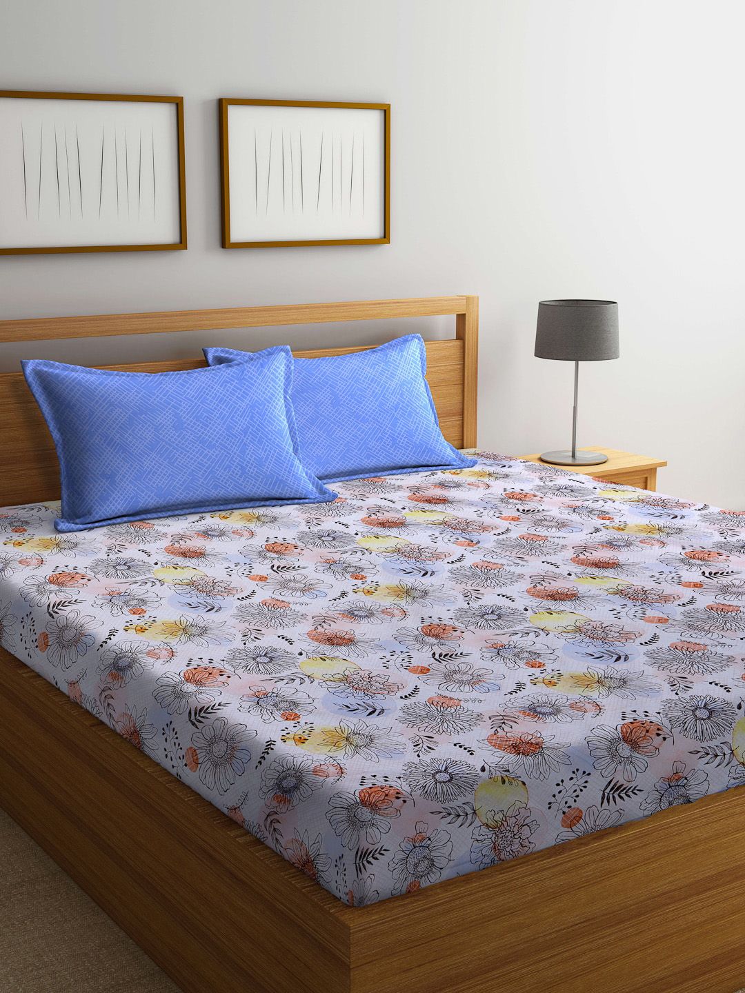 BOMBAY DYEING Unisex Blue Bedsheets Price in India