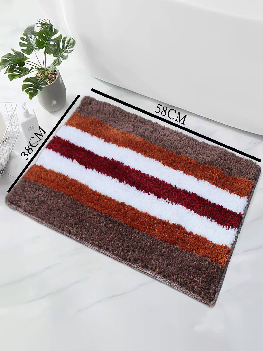 LUXEHOME INTERNATIONAL Brown Striped Anti-Skid Door Mats Price in India