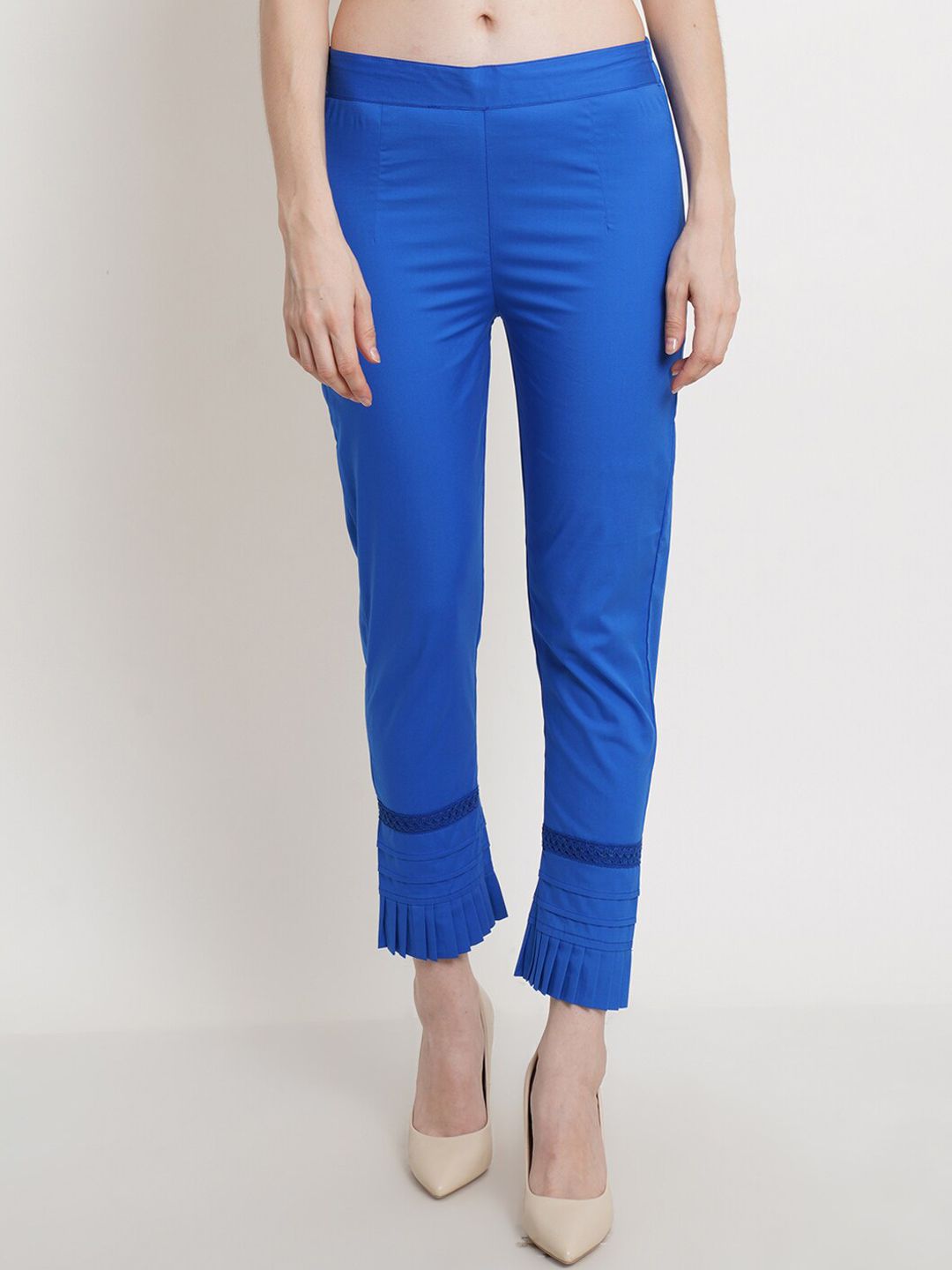 Popwings Women Blue Smart Trousers Price in India