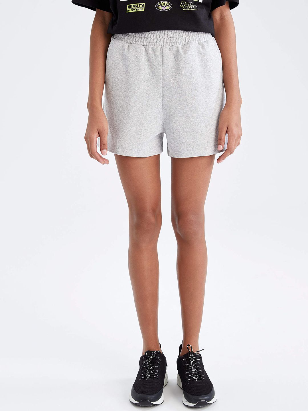 DeFacto Women Grey Melange Solid Shorts