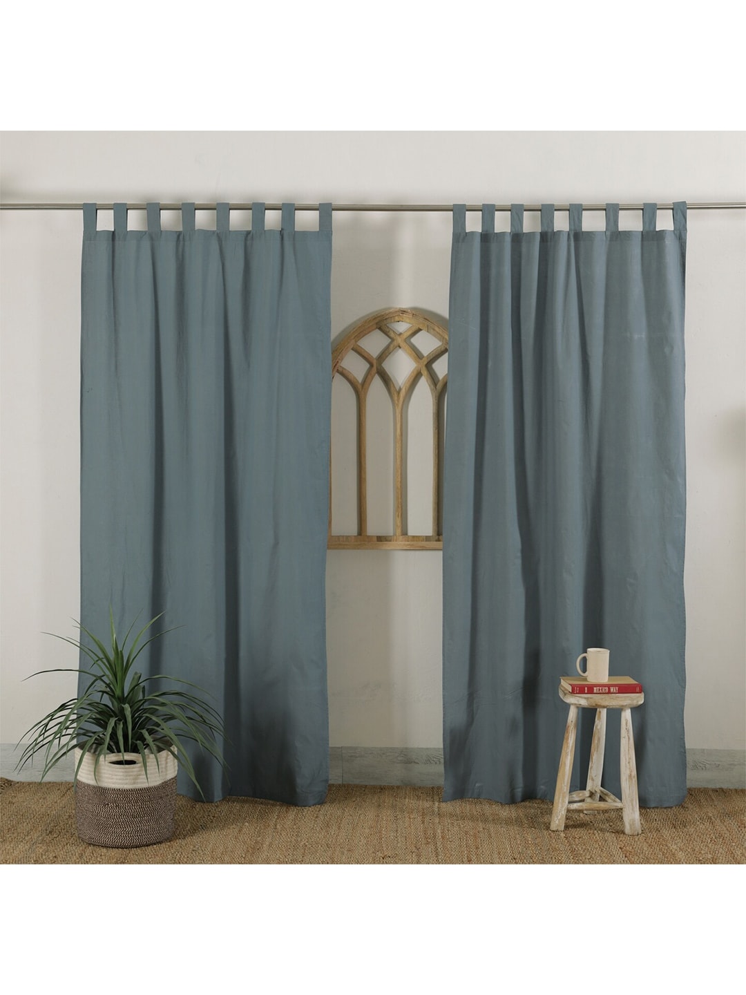HANDICRAFT PALACE Grey Set of 2 Black Out Door Curtain Price in India