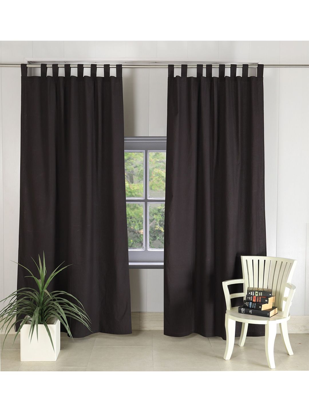 HANDICRAFT PALACE Black Set of 2 Black Out Door Curtain Price in India