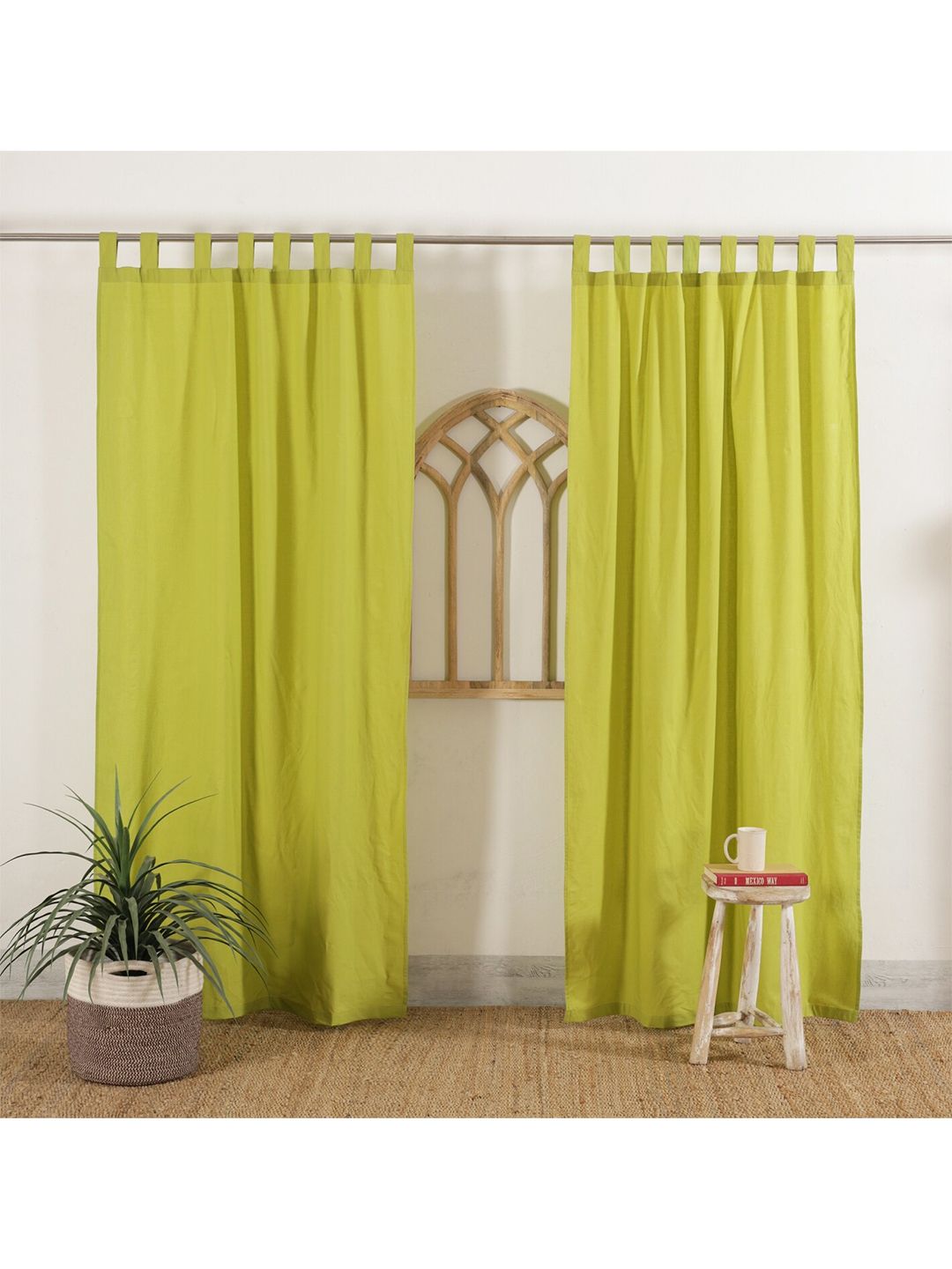 HANDICRAFT PALACE Lime Green Set of 2 Black Out Door Curtain Price in India
