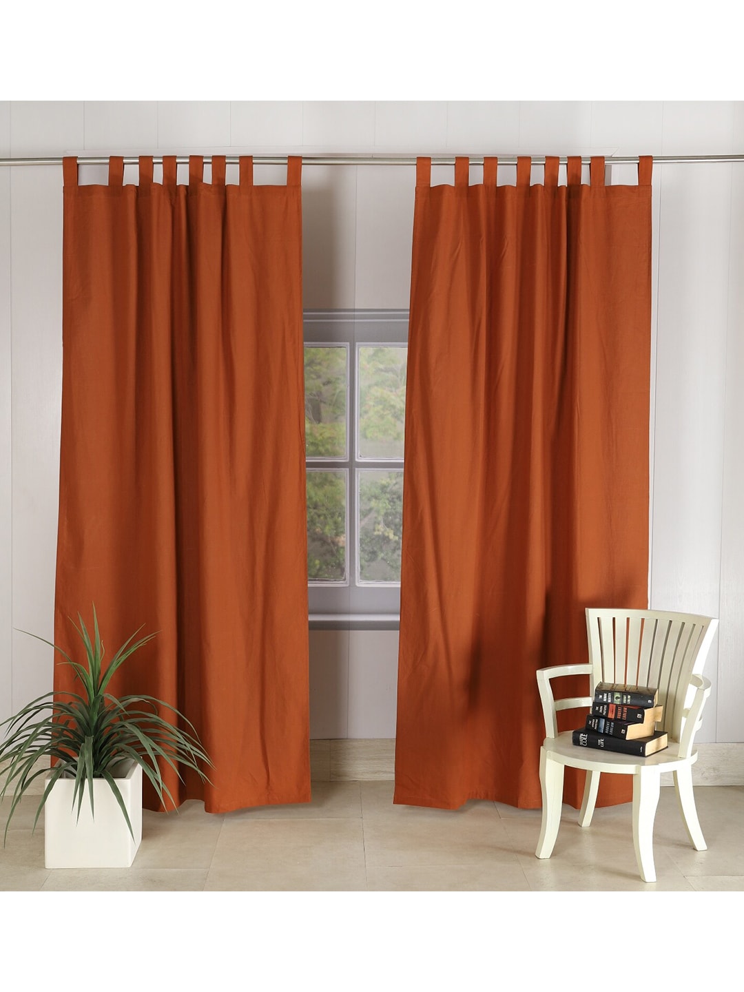 HANDICRAFT PALACE Rust Set of 2 Black Out Door Curtain Price in India