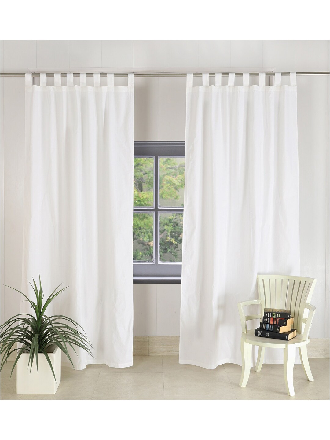 HANDICRAFT PALACE White Set of 2 Black Out Door Curtain Price in India