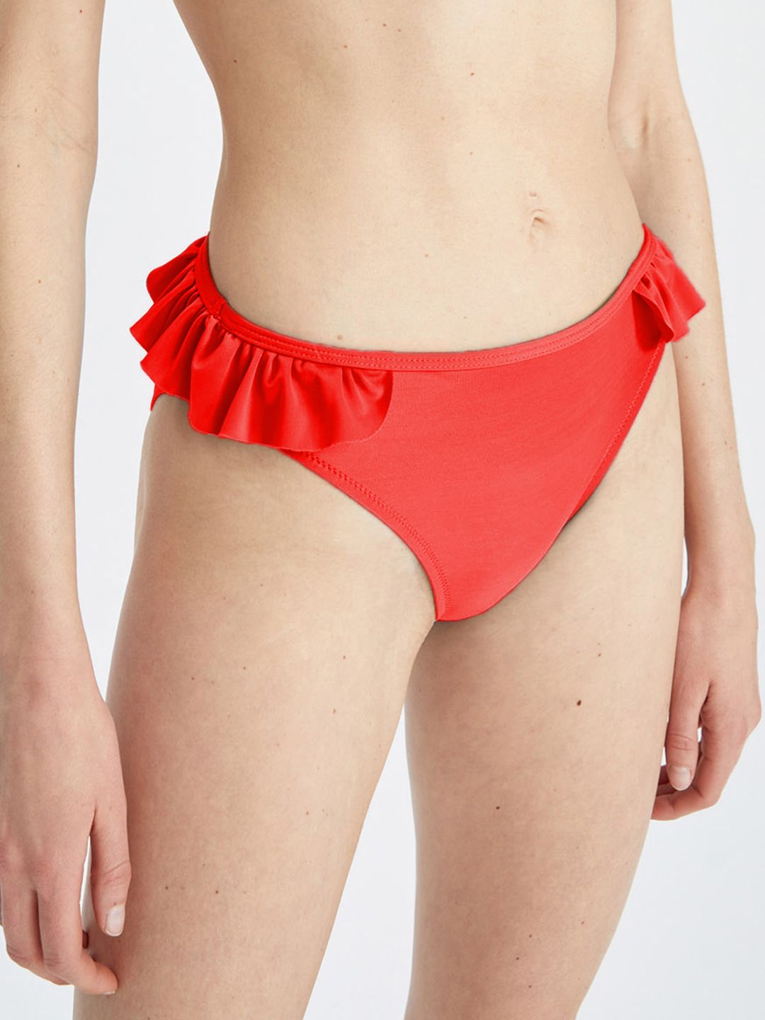 DeFacto Women Red Solid Ruffled Bikini Bottom X2227AZ-RD117 Price in India