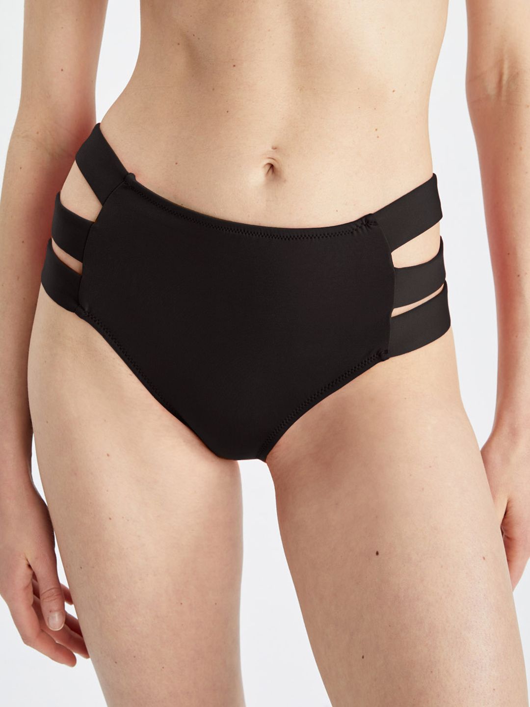 DeFacto Women Black Solid Cut-Out Bikini Bottom T4305AZ-BK81 Price in India