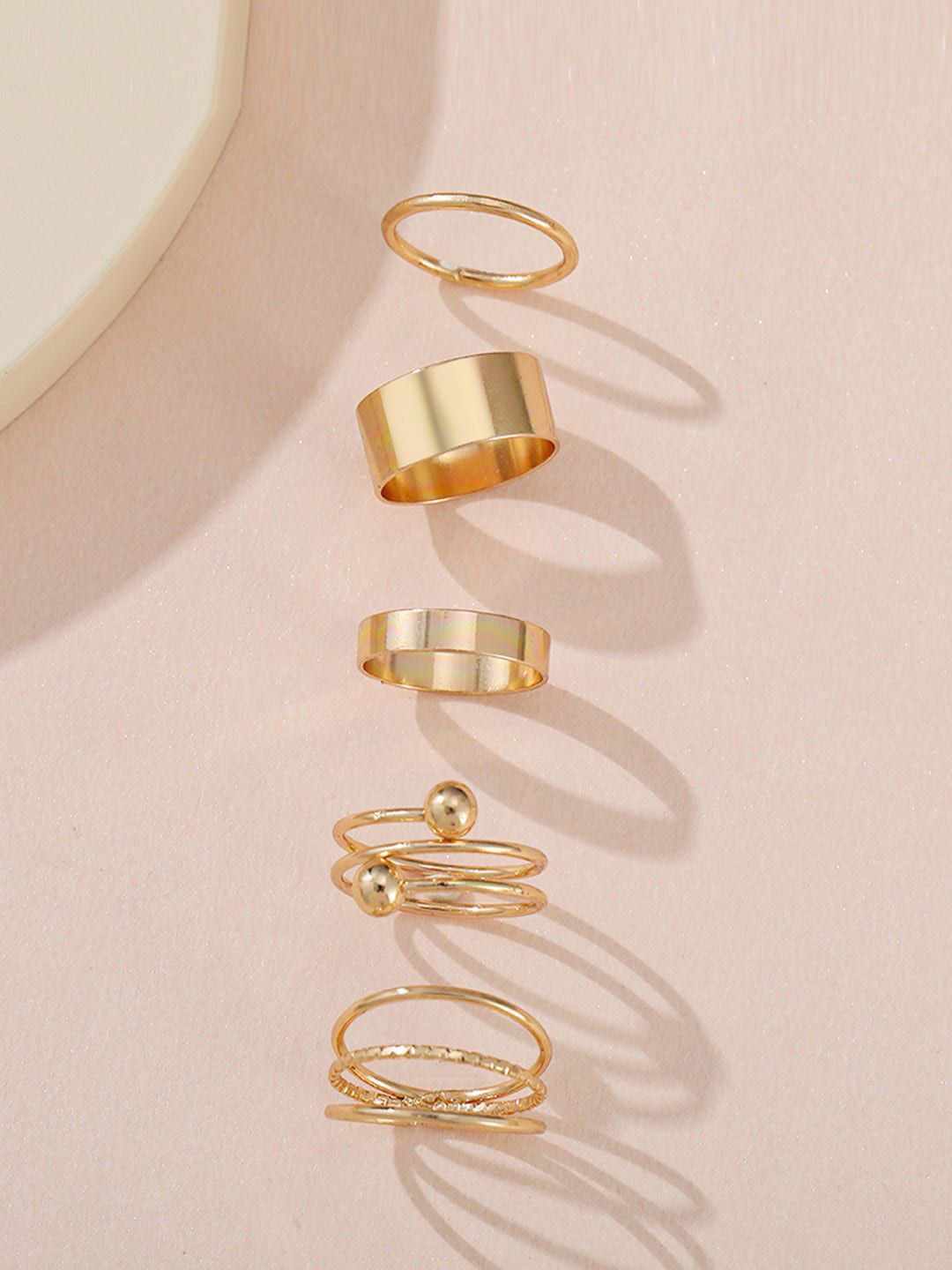 Shining Diva Fashion Set Of 5 Rose Gold-Plated Finger Ring Price in India
