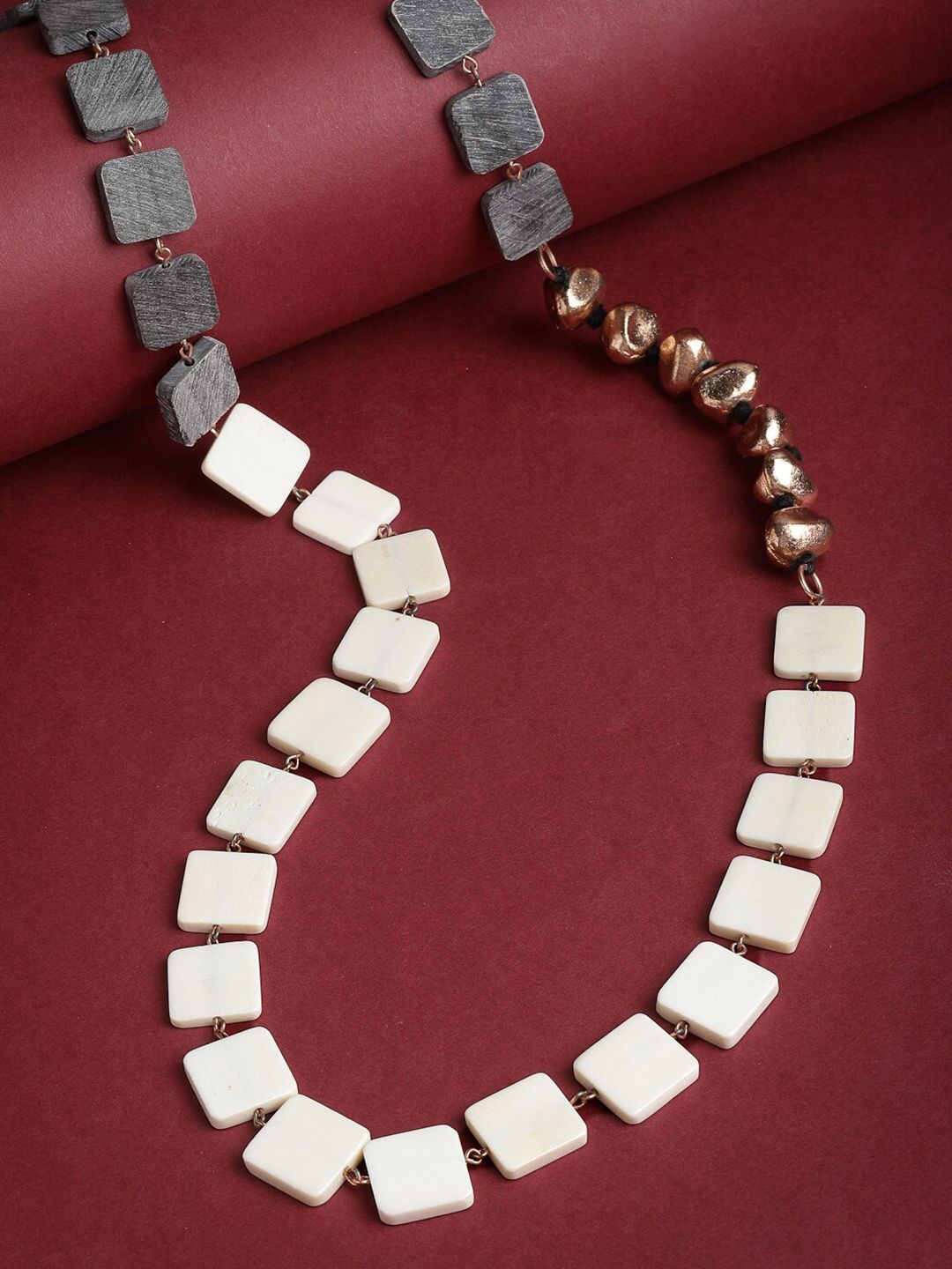 VOGUE PANASH Gold-Toned & White Brass Gold-Plated Handcrafted Necklace Price in India