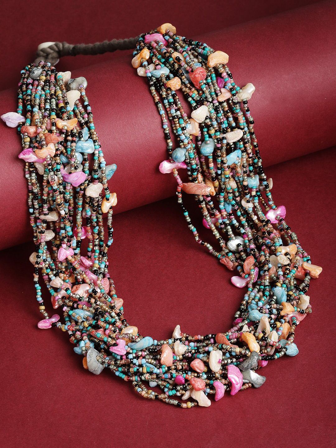 VOGUE PANASH Gold-Toned & Pink Gold-Plated Bohemian Necklace Price in India