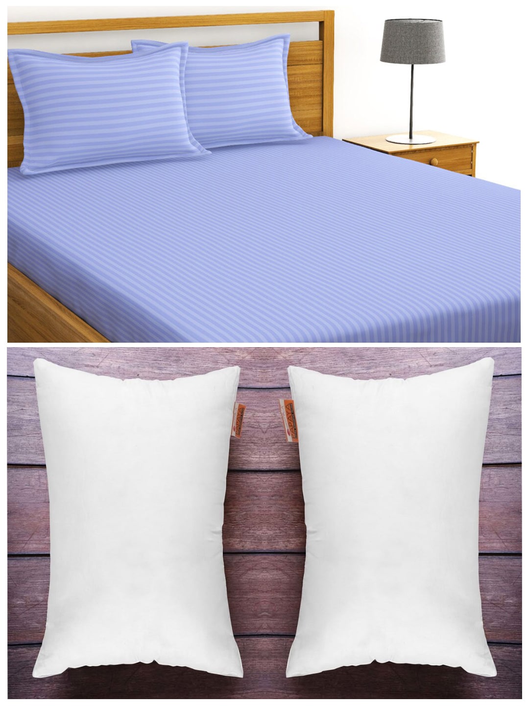 BIANCA Set of 210 TC 1 King Bedsheet with 2 Pillow Cover & 2 Orthopedic Pillows Price in India