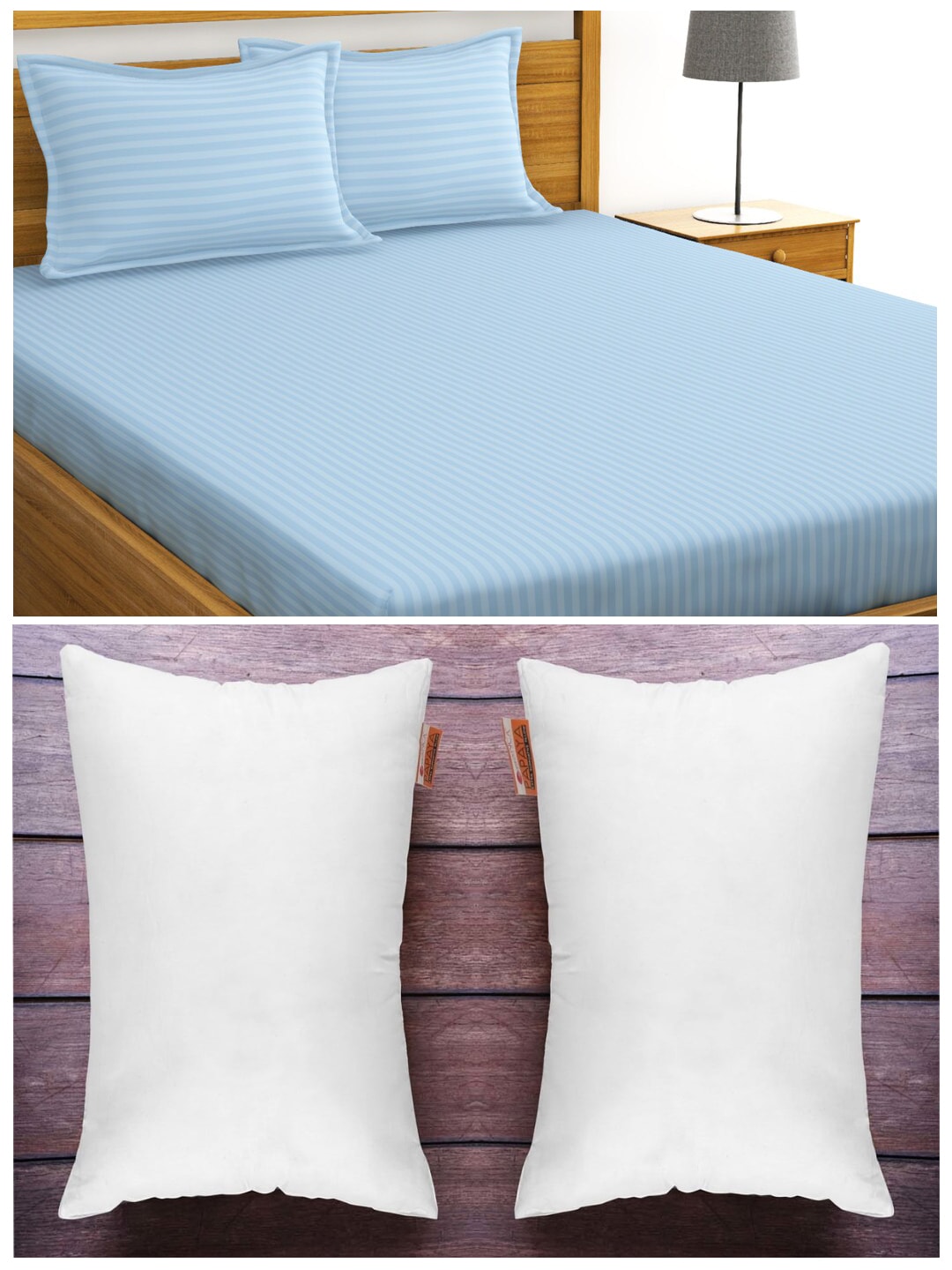BIANCA Set of 210 TC 1 King Bedsheet with 2 Pillow Cover & 2 Ultra Soft Pillows Price in India