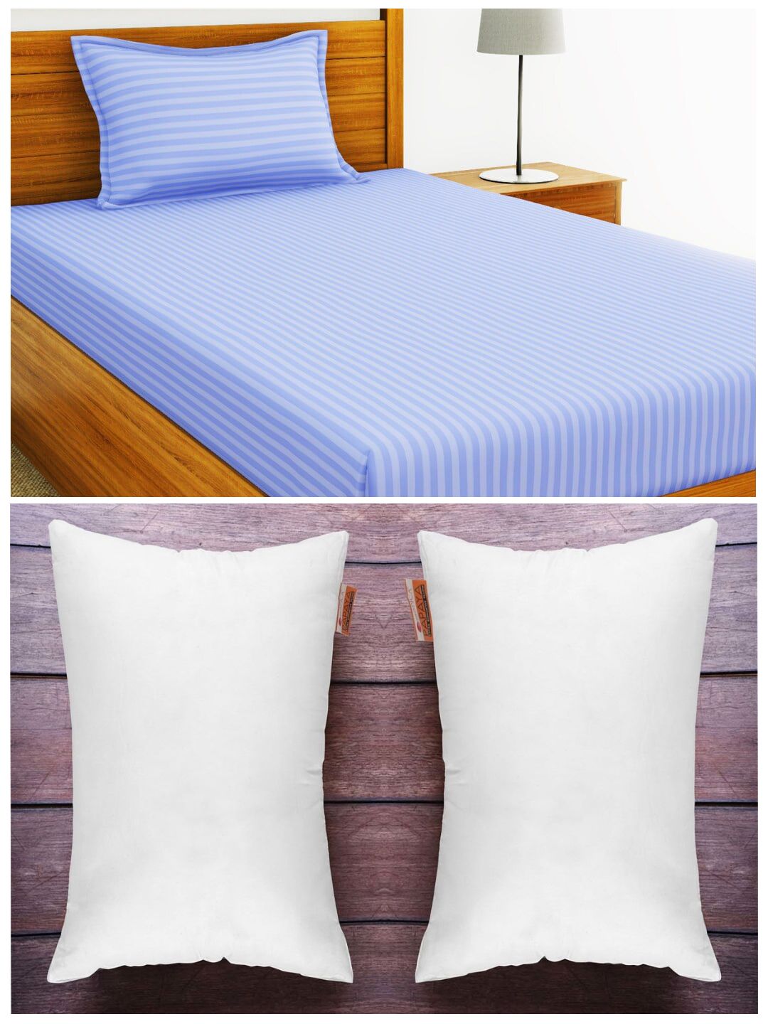 BIANCA Set of 210 TC 1 Single Bedsheet with 1 Pillow Cover & 2 Ultra Soft Pillows Price in India