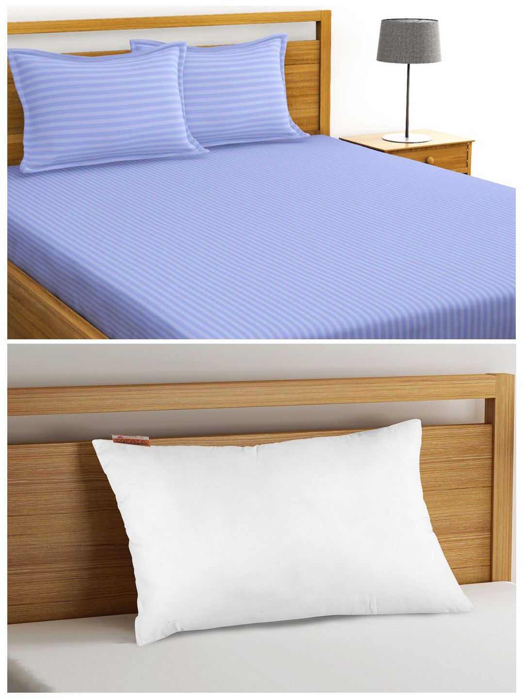 BIANCA White Orthopedic Pillow with 210 TC Cotton King Bedsheet and Pillow Covers Set Price in India