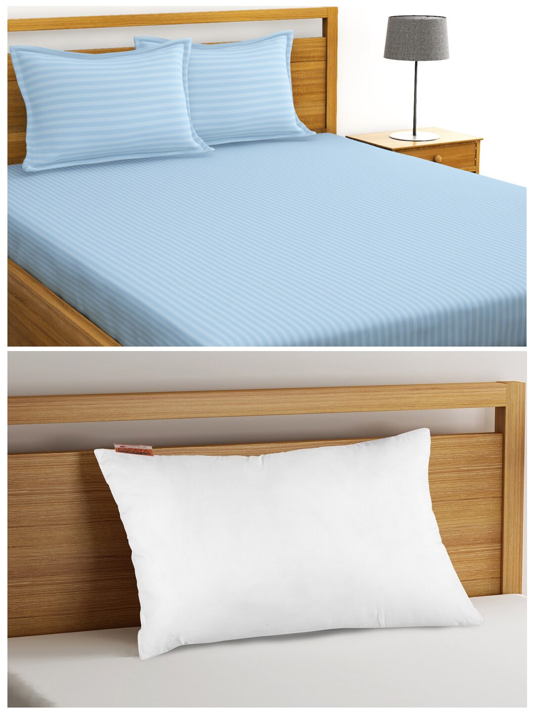 BIANCA White Orthopedic Pillow with 210 TC Cotton King Bedsheet and Pillow Covers Set Price in India