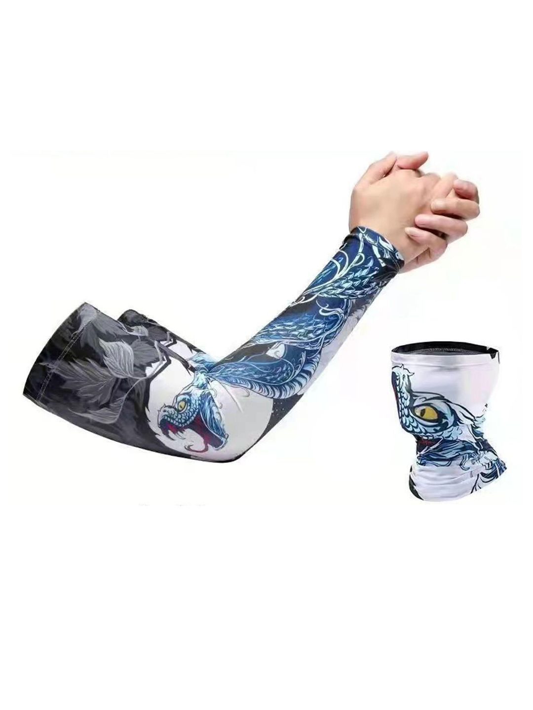 FabSeasons Grey & Black Set of 2 Cooling Arm Sleeves & Balaclava Price in India