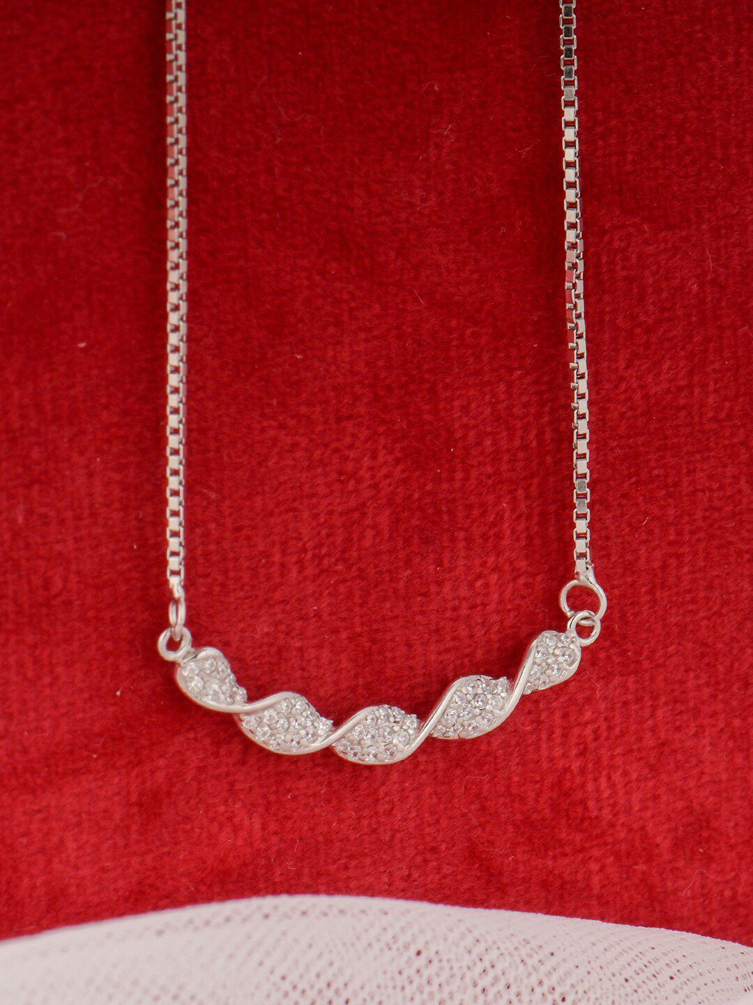GIVA Silver-Toned Sterling Silver Rhodium-Plated Necklace Price in India